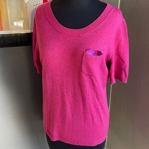 Banana Republic marled raspberry wool blend sequin pocket accent sweater.Medium